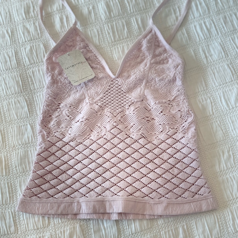 Pink Lace Knit Tank Top